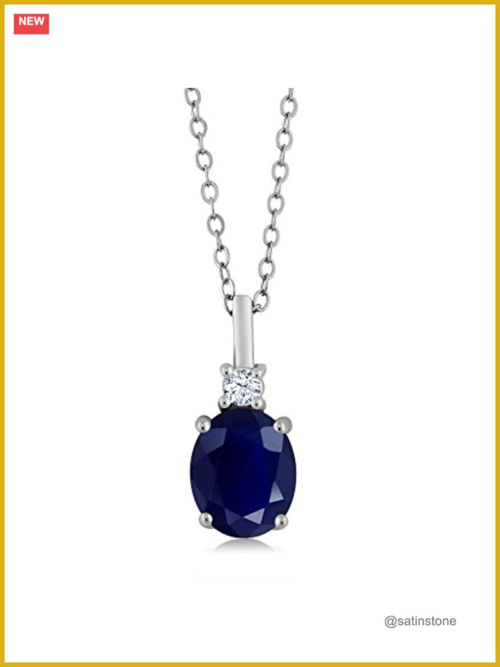 2.55 Cttw Oval Blue Sapphire Pendant Necklace in 925 Sterling Silver